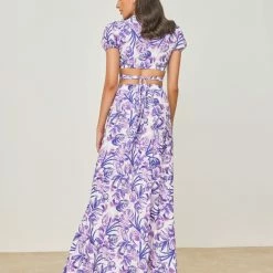 Καλύτερη πώληση 🎉 The Fashion Project Σετ μάξι φλοράλ φούστα με δετό τοπ - Μωβ 🌟 -Φορέματα Εκπτώσεις set maksi floral fousta me deto top 103780 zkni