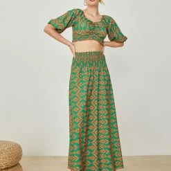 Κουπόνι 👏 The Fashion Project Σετ μάξι φούστα με τοπ - Πράσινο ⌛ -Φορέματα Εκπτώσεις set maksi fousta me top 104976 khxj