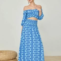 Νέος 🧨 The Fashion Project Σετ μάξι φούστα με τοπ - Γαλάζιο 🎉