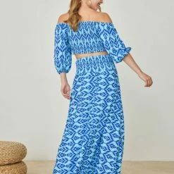 Νέος 🧨 The Fashion Project Σετ μάξι φούστα με τοπ - Γαλάζιο 🎉 -Φορέματα Εκπτώσεις set maksi fousta me top 104977 f5lz