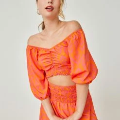 Προώθηση 🤩 The Fashion Project Σετ μάξι φούστα με τοπ - Πορτοκαλί 🥰 -Φορέματα Εκπτώσεις set maksi fousta me top 104980 syau