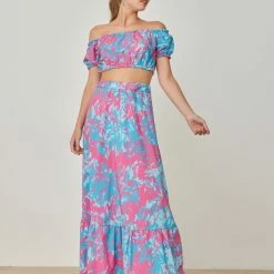 Το φθηνότερο ✨ The Fashion Project Σετ Maxi φούστα με Crop Top - Φούξια ✔️