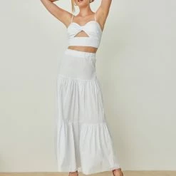 Καλύτερες κριτικές για ⭐ The Fashion Project Σετ μονόχρωμη φούστα με μπουστάκι - Λευκό 💯