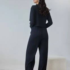 ΧΟΝΔΡΙΚΟ ΕΜΠΟΡΙΟ 🎁 The Fashion Project Σετ παντελόνα γκοφρέ με Cropped πουκάμισο - Μαύρο 🎉 -Φορέματα Εκπτώσεις set pantelona gkofre me cropped poukamiso 108098 view