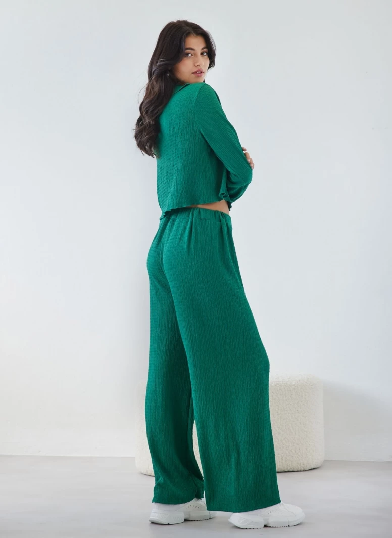 Συμφωνίες ⭐ The Fashion Project Σετ παντελόνα γκοφρέ με Cropped πουκάμισο - Πράσινο ❤️ 2 Συμφωνίες ⭐ The Fashion Project Σετ παντελόνα γκοφρέ με Cropped πουκάμισο - Πράσινο ❤️ - Image 2