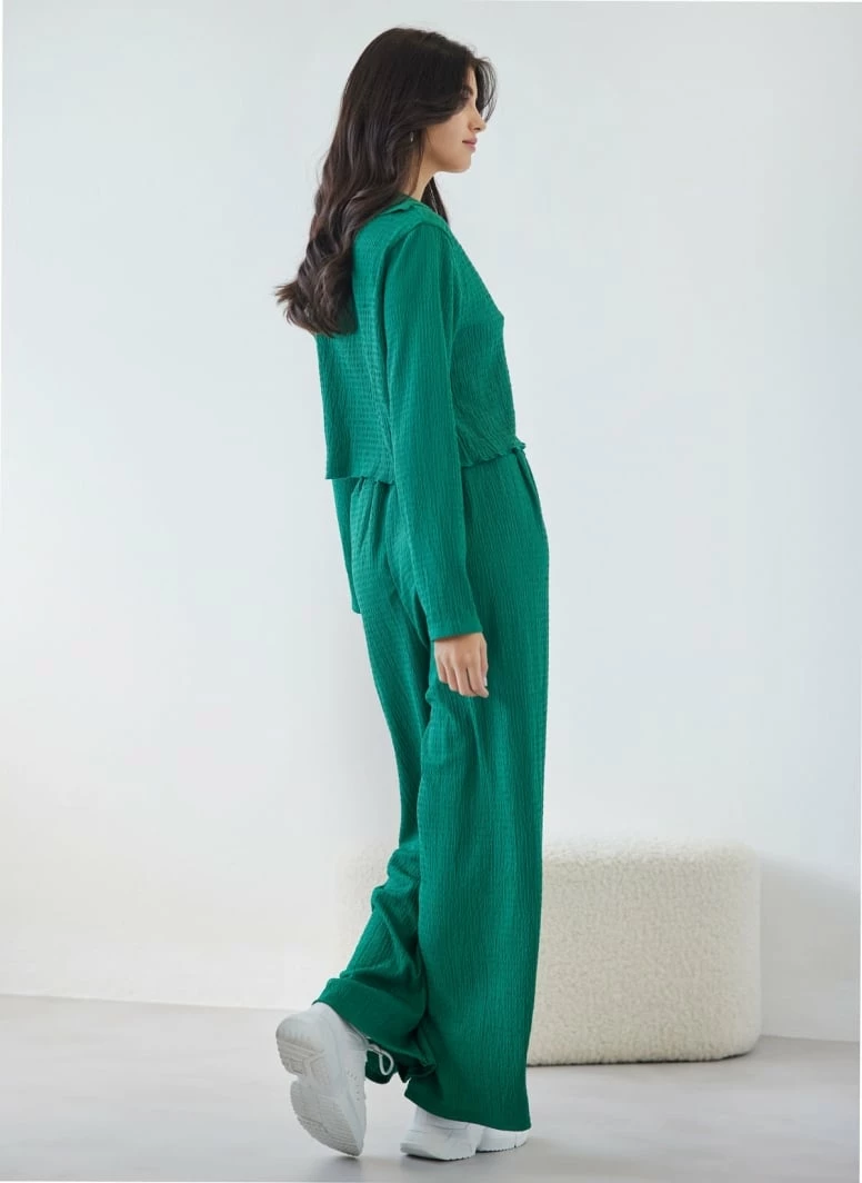 Συμφωνίες ⭐ The Fashion Project Σετ παντελόνα γκοφρέ με Cropped πουκάμισο - Πράσινο ❤️ 4 Συμφωνίες ⭐ The Fashion Project Σετ παντελόνα γκοφρέ με Cropped πουκάμισο - Πράσινο ❤️ - Image 4