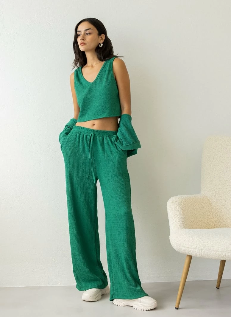 Εκπτωση 🛒 The Fashion Project Σετ παντελόνα με τοπ και Cropped ζακέτα - Πράσινο ⭐ 4 Εκπτωση 🛒 The Fashion Project Σετ παντελόνα με τοπ και Cropped ζακέτα - Πράσινο ⭐ - Image 4