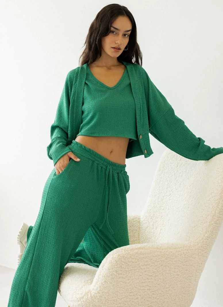 Εκπτωση 🛒 The Fashion Project Σετ παντελόνα με τοπ και Cropped ζακέτα - Πράσινο ⭐ 1 Εκπτωση 🛒 The Fashion Project Σετ παντελόνα με τοπ και Cropped ζακέτα - Πράσινο ⭐