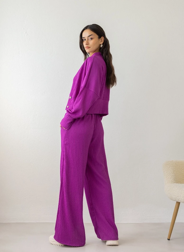 Συμφωνίες 👍 The Fashion Project Σετ παντελόνα με τοπ και Cropped ζακέτα - Magenta 🎁 2 Συμφωνίες 👍 The Fashion Project Σετ παντελόνα με τοπ και Cropped ζακέτα - Magenta 🎁 - Image 2