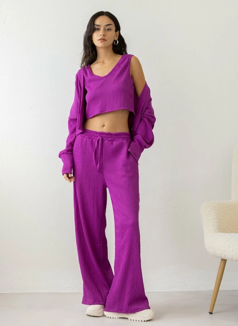 Συμφωνίες 👍 The Fashion Project Σετ παντελόνα με τοπ και Cropped ζακέτα - Magenta 🎁 1 Συμφωνίες 👍 The Fashion Project Σετ παντελόνα με τοπ και Cropped ζακέτα - Magenta 🎁