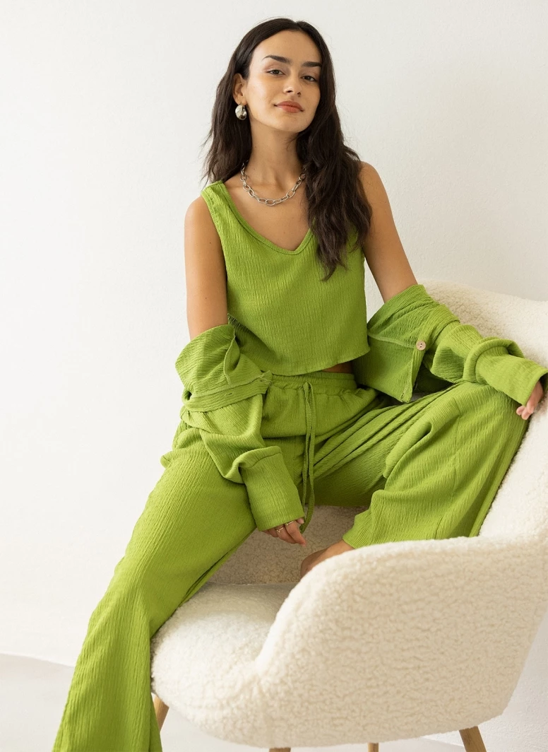 Η καλύτερη συμφωνία 😍 The Fashion Project Σετ παντελόνα με τοπ και Cropped ζακέτα - Lime 👏 5 Η καλύτερη συμφωνία 😍 The Fashion Project Σετ παντελόνα με τοπ και Cropped ζακέτα - Lime 👏 - Image 5