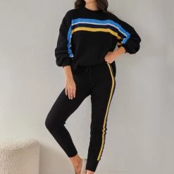 Προώθηση 🔔 The Fashion Project Σετ πλεκτή φόρμα με πουλόβερ - Μαύρο 🌟