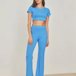 Ολοκαίνουργιο 👍 The Fashion Project Σετ ριπ παντελόνι με μπλούζα - Μπλε ⌛ -Φορέματα Εκπτώσεις set rip panteloni me mplouza 102198 opgb