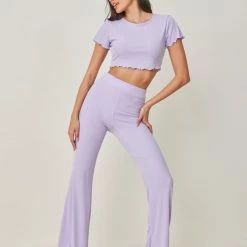 Καλύτερη πώληση 😉 The Fashion Project Σετ ριπ παντελόνι με μπλούζα - Λιλά 🥰 -Φορέματα Εκπτώσεις set rip panteloni me mplouza 102199 kkvx