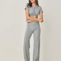 Best Pirce ⌛ The Fashion Project Σετ ριπ παντελόνι με τοπάκι - Γκρι 🧨 -Φορέματα Εκπτώσεις set rip panteloni me topaki 102202 56rk