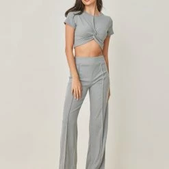 Best Pirce ⌛ The Fashion Project Σετ ριπ παντελόνι με τοπάκι - Γκρι 🧨 -Φορέματα Εκπτώσεις set rip panteloni me topaki 102202 ttwp