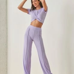 Προώθηση 🥰 The Fashion Project Σετ ριπ παντελόνι με τοπάκι - Λιλά 🤩 -Φορέματα Εκπτώσεις set rip panteloni me topaki 102204 6flc