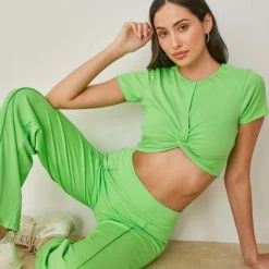 Συμφωνίες 🤩 The Fashion Project Σετ ριπ παντελόνι με τοπάκι - Λαχανί 🥰