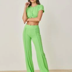 Συμφωνίες 🤩 The Fashion Project Σετ ριπ παντελόνι με τοπάκι - Λαχανί 🥰 -Φορέματα Εκπτώσεις set rip panteloni me topaki 102205 zukk