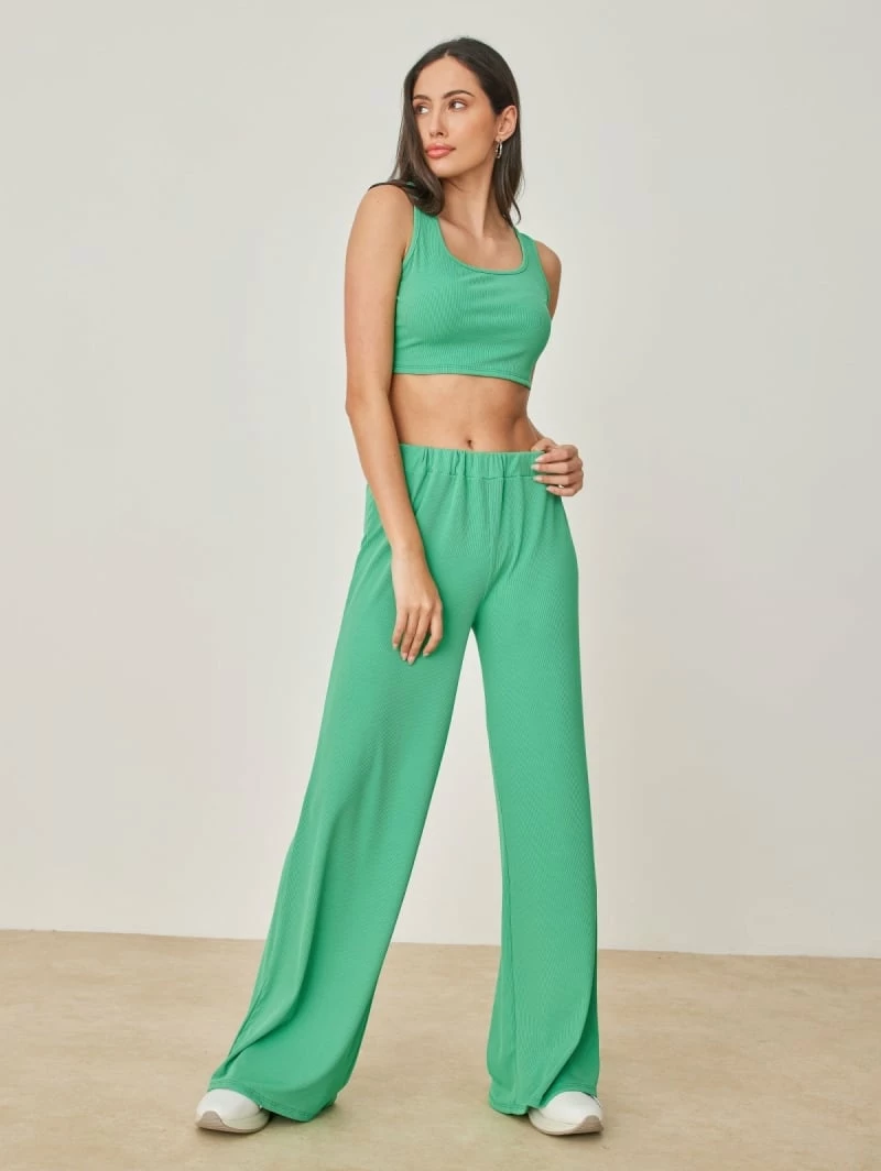 Εκπτωση 🎉 The Fashion Project Σετ ριπ Wide Leg παντελόνι με τοπ - Πράσινο ✨ 1 Εκπτωση 🎉 The Fashion Project Σετ ριπ Wide Leg παντελόνι με τοπ - Πράσινο ✨