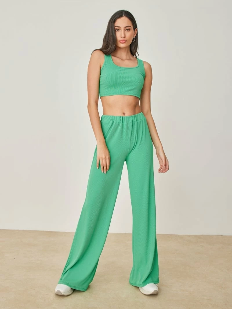 Εκπτωση 🎉 The Fashion Project Σετ ριπ Wide Leg παντελόνι με τοπ - Πράσινο ✨ 5 Εκπτωση 🎉 The Fashion Project Σετ ριπ Wide Leg παντελόνι με τοπ - Πράσινο ✨ - Image 5