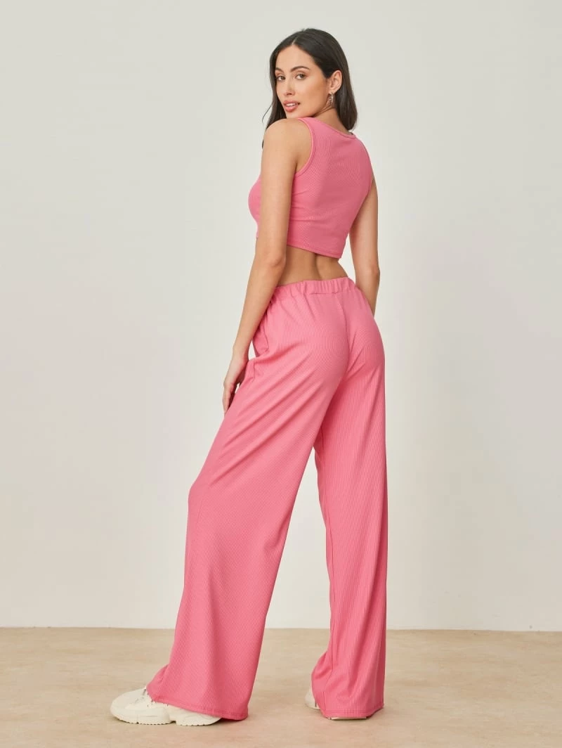 Αγορά 👍 The Fashion Project Σετ ριπ Wide Leg παντελόνι με τοπ - Φούξια 😀 3 Αγορά 👍 The Fashion Project Σετ ριπ Wide Leg παντελόνι με τοπ - Φούξια 😀 - Image 3