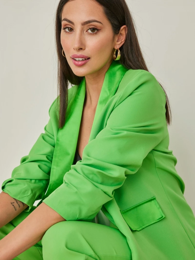 Best Pirce ❤️ The Fashion Project Σετ σακάκι με παντελόνι και σατέν λεπτομέρειες - Πράσινο 🥰 2 Best Pirce ❤️ The Fashion Project Σετ σακάκι με παντελόνι και σατέν λεπτομέρειες - Πράσινο 🥰 - Image 2