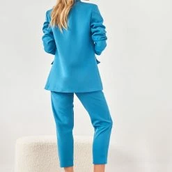 Καλύτερη πώληση 🛒 The Fashion Project Σετ σακάκι σταυρωτό με παντελόνι - Petrol ⭐ -Φορέματα Εκπτώσεις set sakaki staurwto me panteloni 108806 c082