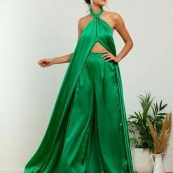 Flash Sale 🥰 The Fashion Project Σετ σατέν μακριά τουνίκ με παντελόνι - Πράσινο 🎉 -Φορέματα Εκπτώσεις set saten makria tounik me panteloni 105407 wo6x