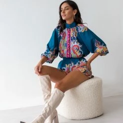 Πολύ καλή προσφορά 👏 The Fashion Project Σετ σορτς και πουκάμισο με λαχούρια - Petrol 🎁 -Φορέματα Εκπτώσεις set sorts kai poukamiso me laxouria 106331 kjwi