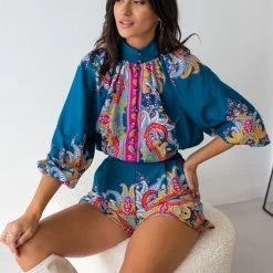 Πολύ καλή προσφορά 👏 The Fashion Project Σετ σορτς και πουκάμισο με λαχούρια - Petrol 🎁 -Φορέματα Εκπτώσεις set sorts kai poukamiso me laxouria 106331 nav3