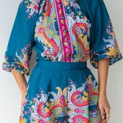 Πολύ καλή προσφορά 👏 The Fashion Project Σετ σορτς και πουκάμισο με λαχούρια - Petrol 🎁