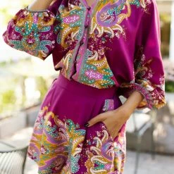 Το φθηνότερο 🥰 The Fashion Project Σετ σορτς και πουκάμισο με λαχούρια - Magenta 👍