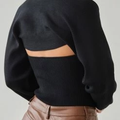 Εξοδος ❤️ The Fashion Project Σετ Strapless τοπάκι με μπολερό - Μαύρο ⌛ -Φορέματα Εκπτώσεις set strapless topaki me mpolero 108357 56s2