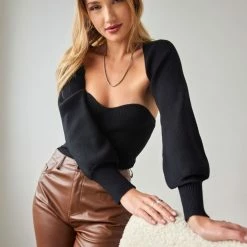 Εξοδος ❤️ The Fashion Project Σετ Strapless τοπάκι με μπολερό - Μαύρο ⌛ -Φορέματα Εκπτώσεις set strapless topaki me mpolero 108357 kit9