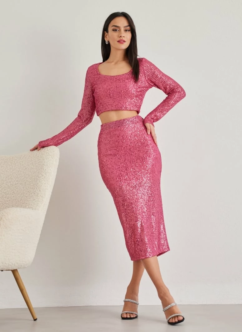 Καλύτερη πώληση 🤩 The Fashion Project Σετ τοπ και φούστα με παγιέτες - Φούξια ✨ 4 Καλύτερη πώληση 🤩 The Fashion Project Σετ τοπ και φούστα με παγιέτες - Φούξια ✨ - Image 4