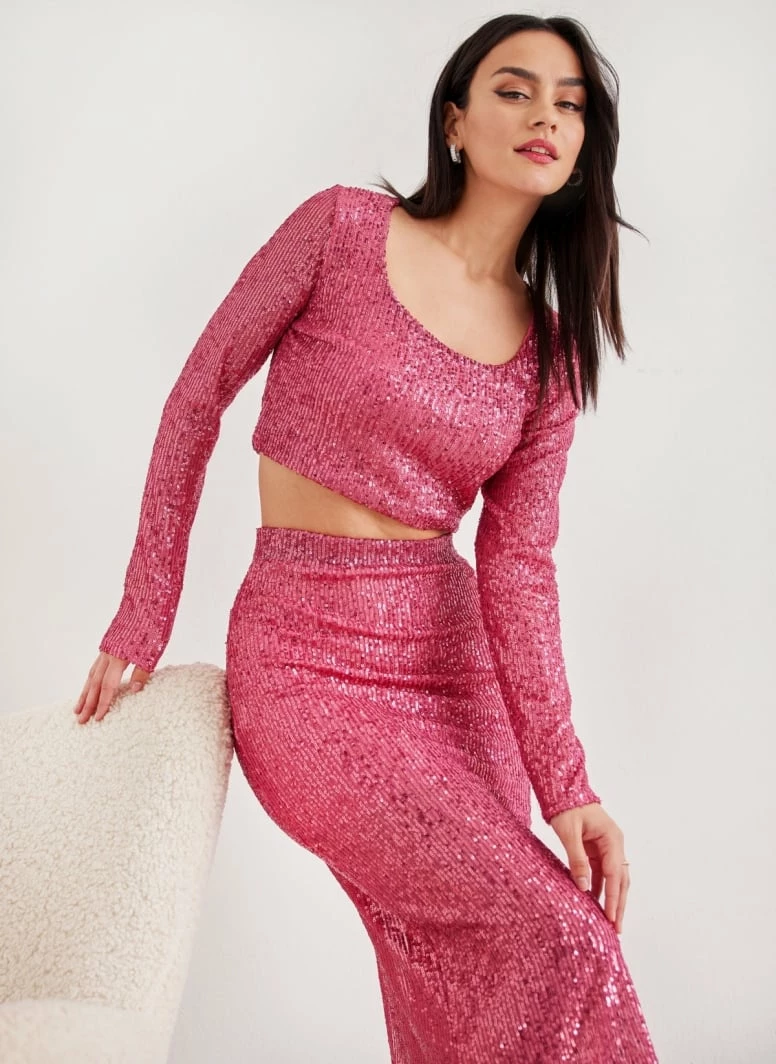 Καλύτερη πώληση 🤩 The Fashion Project Σετ τοπ και φούστα με παγιέτες - Φούξια ✨ 2 Καλύτερη πώληση 🤩 The Fashion Project Σετ τοπ και φούστα με παγιέτες - Φούξια ✨ - Image 2