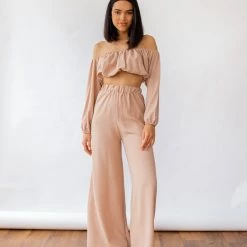 Αγορά ✔️ The Fashion Project Σετ Wide Leg παντελόνι με τοπάκι - Μπεζ 😉 -Φορέματα Εκπτώσεις set wide leg panteloni me topaki 89120 f769