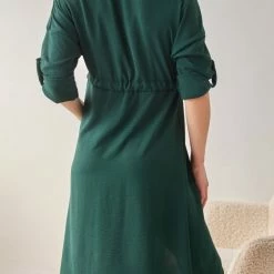 Τοπ 10 🛒 The Fashion Project 👚 Shirt 👗 Dress με χρυσά κουμπιά - Κυπαρισσί 👏 -Φορέματα Εκπτώσεις shirt dress me xrusa koumpia 106975 yrhr