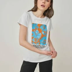 Εξοδος 🌟 The Fashion Project T-shirt με λουλούδια - Πορτοκαλί 👏