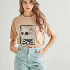 Πολύ καλή προσφορά ⌛ The Fashion Project T-shirt με στάμπα - Μπεζ 🌟