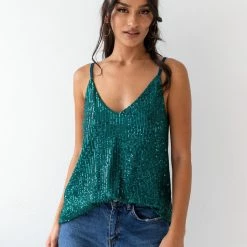 Πολύ καλή προσφορά 🔥 The Fashion Project Τοπ με παγιέτες - Κυπαρισσί 🔥