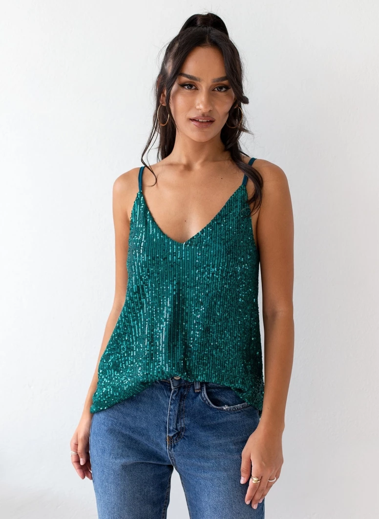 Πολύ καλή προσφορά 🔥 The Fashion Project Τοπ με παγιέτες - Κυπαρισσί 🔥 1 Πολύ καλή προσφορά 🔥 The Fashion Project Τοπ με παγιέτες - Κυπαρισσί 🔥