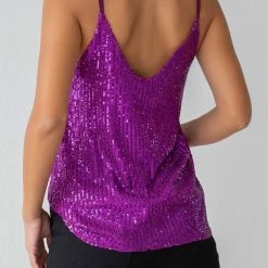 Προϋπολογισμός 👍 The Fashion Project Τοπ με παγιέτες - Magenta 🌟 -Φορέματα Εκπτώσεις top me pagietes 107004 safw