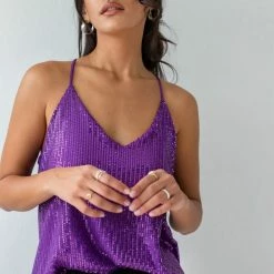 Καλύτερες κριτικές για 😉 The Fashion Project Τοπ παγιέτες με αθλητική πλάτη - Μωβ ⭐