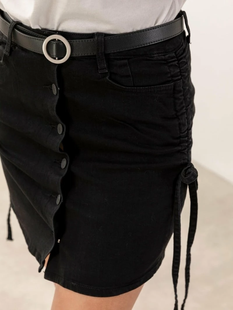 Εξοδος 🌟 The Fashion Project Φούστα τζιν μίνι με κουμπιά - Μαύρο 🛒 3 Εξοδος 🌟 The Fashion Project Φούστα τζιν μίνι με κουμπιά - Μαύρο 🛒 - Image 3