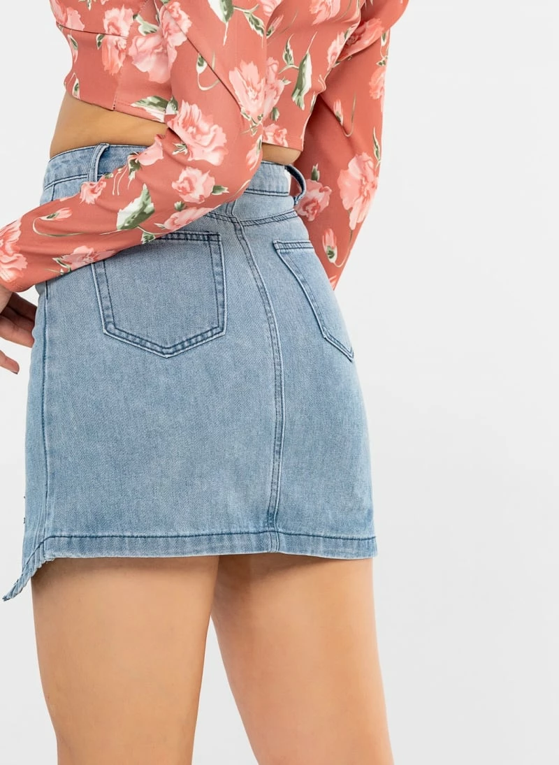 Εξοδος ✨ The Fashion Project Φούστα μίνι τζιν με άνισο τελείωμα - Μπλε Jean 🔥 3 Εξοδος ✨ The Fashion Project Φούστα μίνι τζιν με άνισο τελείωμα - Μπλε Jean 🔥 - Image 3